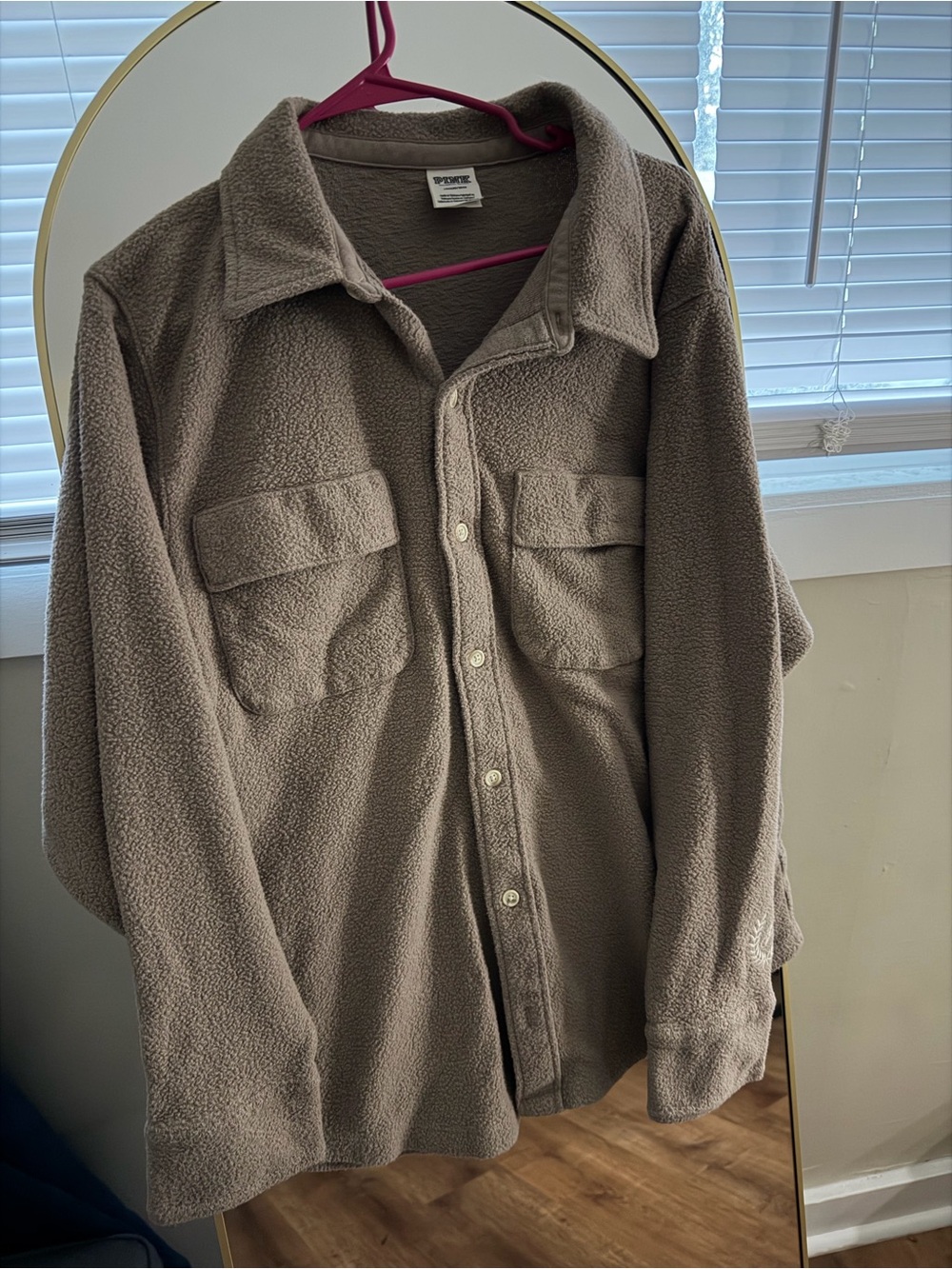 PINK Victoria's Secret Taupe Fleece Shirt Jacket